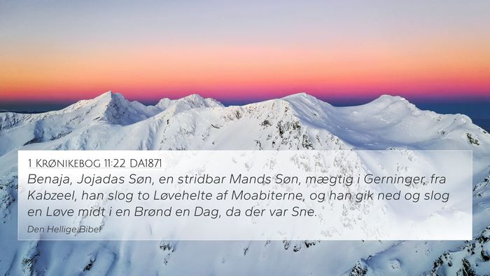 1 Krønikebog 11:22 DA1871 4K Wallpaper - Benaja, Jojadas Søn, en stridbar Mands Søn, - 4K Wallpaper Bible Verse