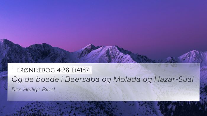 1 Krønikebog 4:28 DA1871 Bible Verse Image
