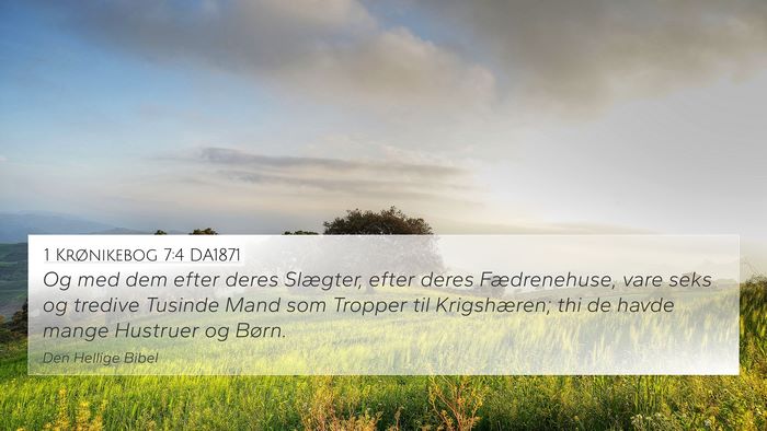 1 Krønikebog 7:4 DA1871 4K Wallpaper - Og med dem efter deres Slægter, efter deres - 4K Wallpaper Bible Verse