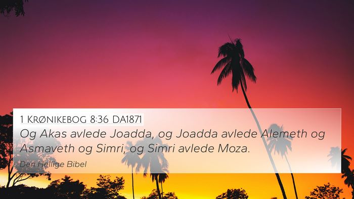 1 Krønikebog 8:36 DA1871 4K Wallpaper - Og Akas avlede Joadda, og Joadda avlede Alemeth - 4K Wallpaper Bible Verse