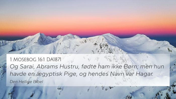 1 Mosebog 16:1 DA1871 4K Wallpaper - Og Sarai, Abrams Hustru, fødte ham ikke Børn; - 4K Wallpaper Bible Verse