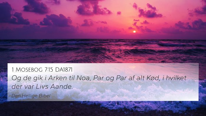 1 Mosebog 7:15 DA1871 4K Wallpaper - Og de gik i Arken til Noa, Par og Par af alt - 4K Wallpaper Bible Verse