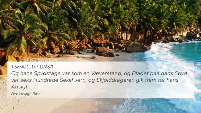 1 Samuel 17:7 DA1871 4K Wallpaper - Og hans Spydstage var som en Væverstang, og - 4K Wallpaper Bible Verse