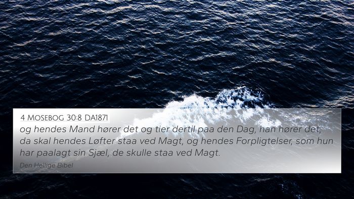 4 Mosebog 30:8 DA1871 4K Wallpaper - og hendes Mand hører det og tier dertil paa den - 4K Wallpaper Bible Verse
