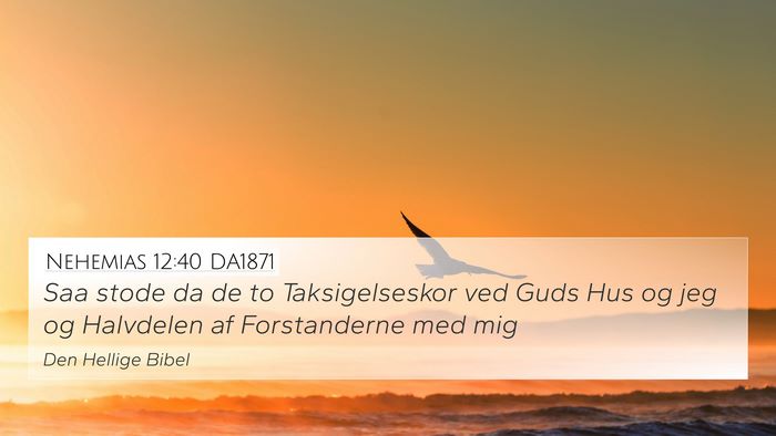 Nehemias 12:40 DA1871 4K Wallpaper - Saa stode da de to Taksigelseskor ved Guds Hus og - 4K Wallpaper Bible Verse