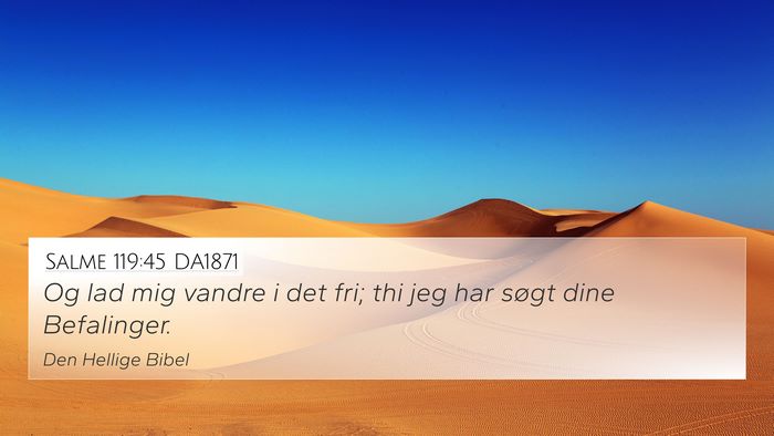 Salme 119:45 DA1871 4K Wallpaper - Og lad mig vandre i det fri; thi jeg har søgt - 4K Wallpaper Bible Verse