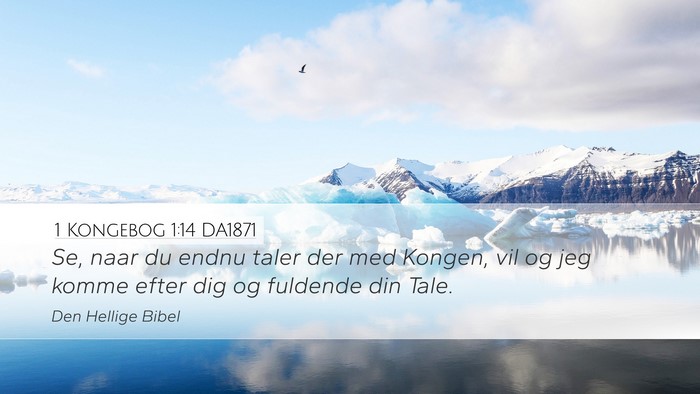 1 Kongebog 1:14 DA1871 Desktop Wallpaper - Se, naar du endnu taler der med Kongen, vil og - Desktop Bible Verse Wallpaper