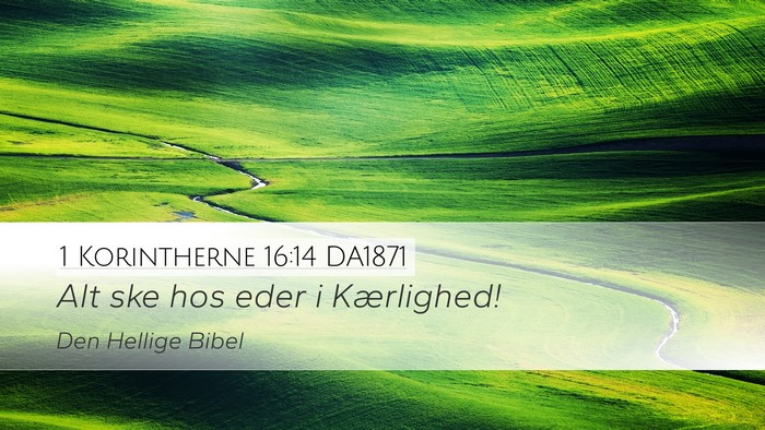 1 Korintherne 16:14 DA1871 Bible Verse Image