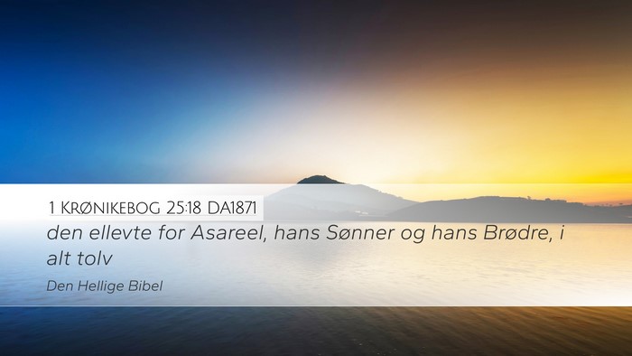 1 Krønikebog 25:18 DA1871 Desktop Wallpaper - den ellevte for Asareel, hans Sønner og hans - Desktop Bible Verse Wallpaper