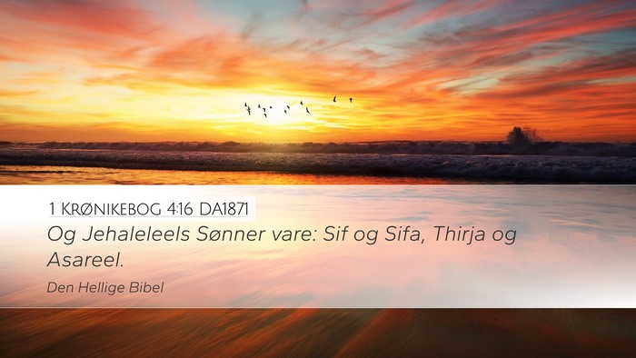 1 Krønikebog 4:16 DA1871 Desktop Wallpaper - Og Jehaleleels Sønner vare: Sif og Sifa, Thirja - Desktop Bible Verse Wallpaper