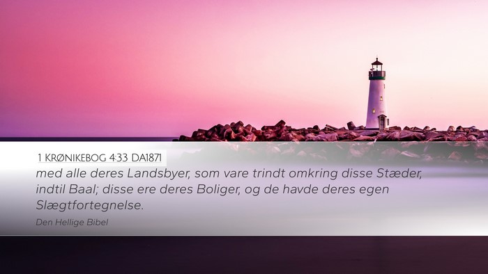 1 Krønikebog 4:33 DA1871 Desktop Wallpaper - med alle deres Landsbyer, som vare trindt omkring - Desktop Bible Verse Wallpaper