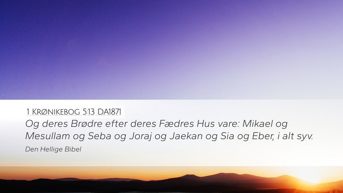 1 Krønikebog 5:13 DA1871 Desktop Wallpaper - Og deres Brødre efter deres Fædres Hus vare: - Desktop Bible Verse Wallpaper