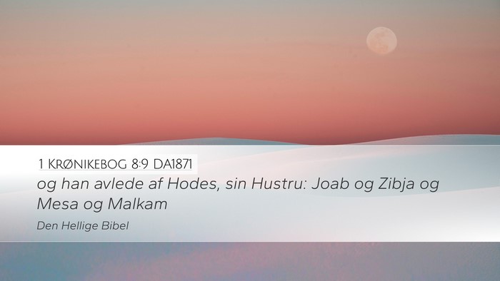 1 Krønikebog 8:9 DA1871 Desktop Wallpaper - og han avlede af Hodes, sin Hustru: Joab og Zibja - Desktop Bible Verse Wallpaper