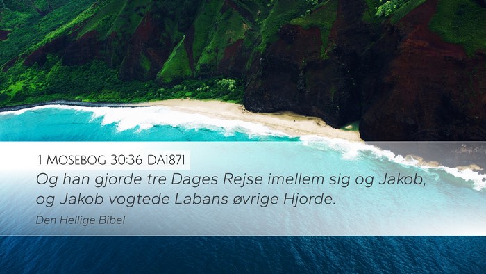 1 Mosebog 30:36 DA1871 Desktop Wallpaper - Og han gjorde tre Dages Rejse imellem sig og - Desktop Bible Verse Wallpaper