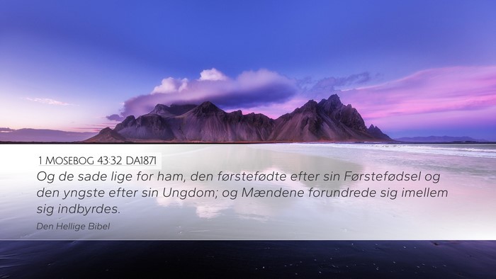 1 Mosebog 43:32 DA1871 Bible Verse Image