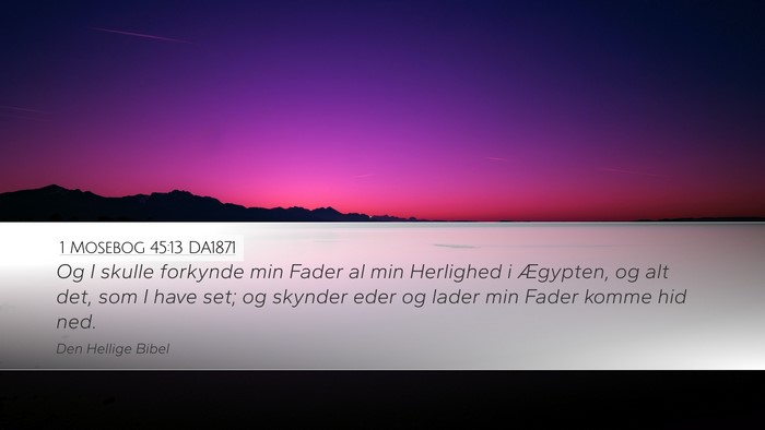 1 Mosebog 45:13 DA1871 Bible Verse Image