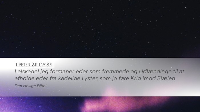 1 Peter 2:11 DA1871 Desktop Wallpaper - I elskede! jeg formaner eder som fremmede og - Desktop Bible Verse Wallpaper