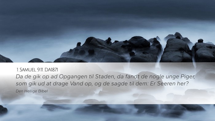 1 Samuel 9:11 DA1871 Desktop Wallpaper - Da de gik op ad Opgangen til Staden, da fandt de - Desktop Bible Verse Wallpaper