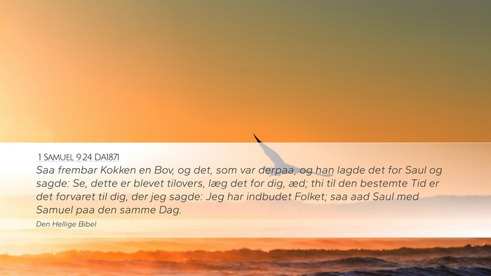 1 Samuel 9:24 DA1871 Desktop Wallpaper - Saa frembar Kokken en Bov, og det, som var - Desktop Bible Verse Wallpaper