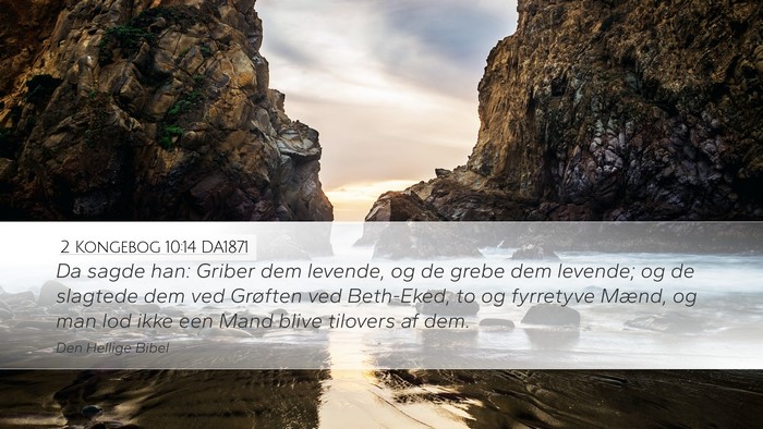 2 Kongebog 10:14 DA1871 Desktop Wallpaper - Da sagde han: Griber dem levende, og de grebe dem - Desktop Bible Verse Wallpaper