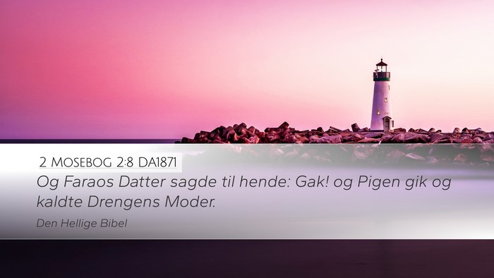 2 Mosebog 2:8 DA1871 Desktop Wallpaper - Og Faraos Datter sagde til hende: Gak! og Pigen - Desktop Bible Verse Wallpaper