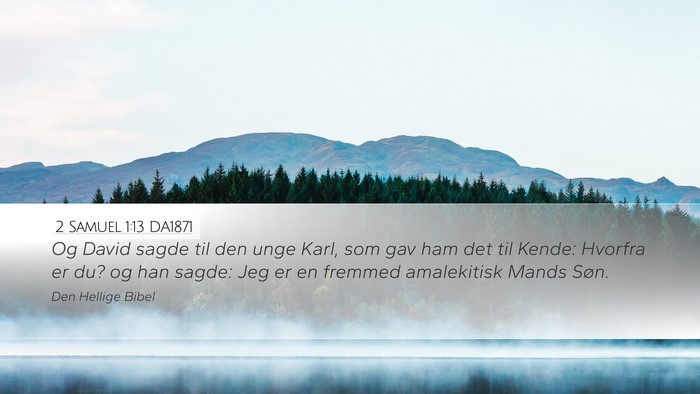 2 Samuel 1:13 DA1871 Desktop Wallpaper - Og David sagde til den unge Karl, som gav ham det - Desktop Bible Verse Wallpaper