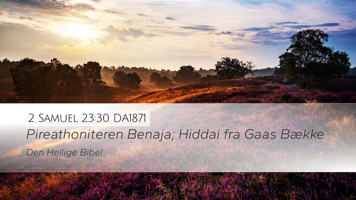 2 Samuel 23:30 DA1871 Desktop Wallpaper - Pireathoniteren Benaja; Hiddai fra Gaas - Desktop Bible Verse Wallpaper