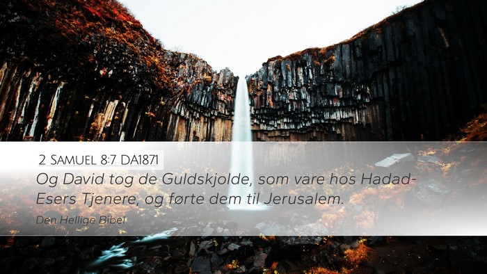 2 Samuel 8:7 DA1871 Desktop Wallpaper - Og David tog de Guldskjolde, som vare hos - Desktop Bible Verse Wallpaper