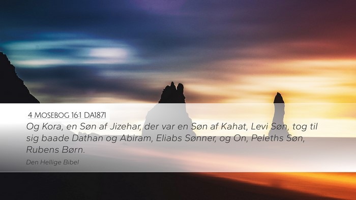 4 Mosebog 16:1 DA1871 Desktop Wallpaper - Og Kora, en Søn af Jizehar, der var en Søn af - Desktop Bible Verse Wallpaper