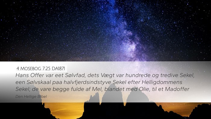 4 Mosebog 7:25 DA1871 Desktop Wallpaper - Hans Offer var eet Sølvfad, dets Vægt var - Desktop Bible Verse Wallpaper