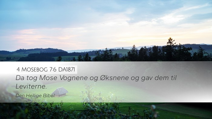 4 Mosebog 7:6 DA1871 Desktop Wallpaper - Da tog Mose Vognene og Øksnene og gav dem til - Desktop Bible Verse Wallpaper