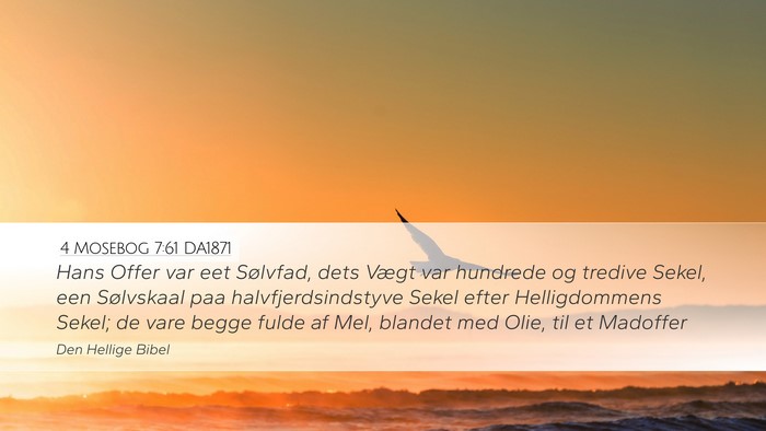 4 Mosebog 7:61 DA1871 Desktop Wallpaper - Hans Offer var eet Sølvfad, dets Vægt var - Desktop Bible Verse Wallpaper
