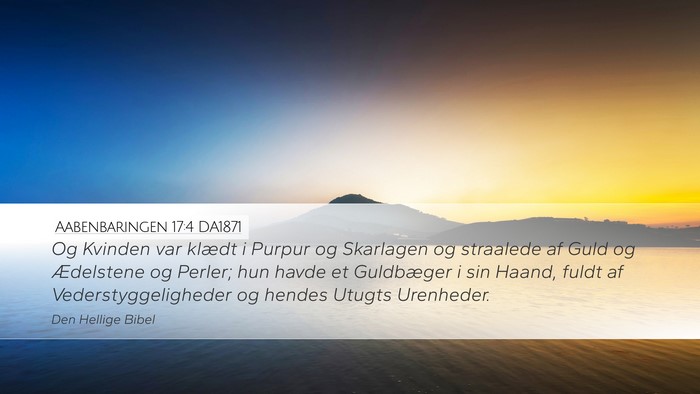 Aabenbaringen 17:4 DA1871 Bible Verse Image