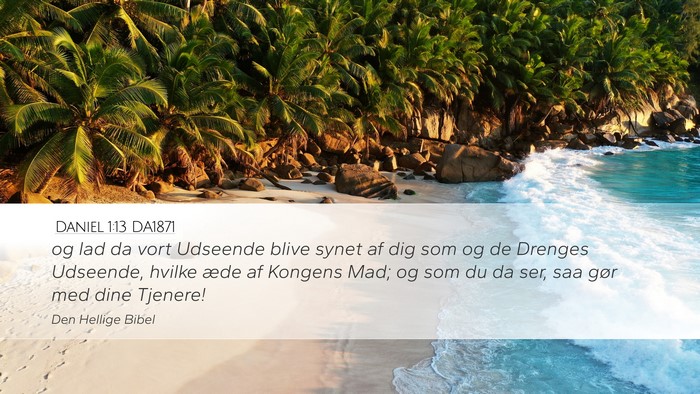 Daniel 1:13 DA1871 Desktop Wallpaper - og lad da vort Udseende blive synet af dig som og - Desktop Bible Verse Wallpaper