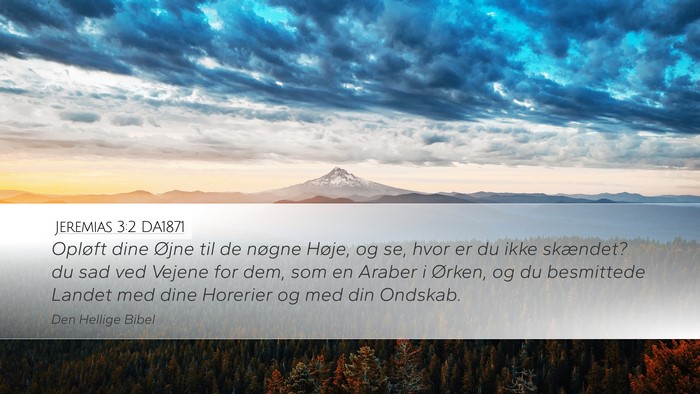 Jeremias 3:2 DA1871 Desktop Wallpaper - Opløft dine Øjne til de nøgne Høje, og se, - Desktop Bible Verse Wallpaper