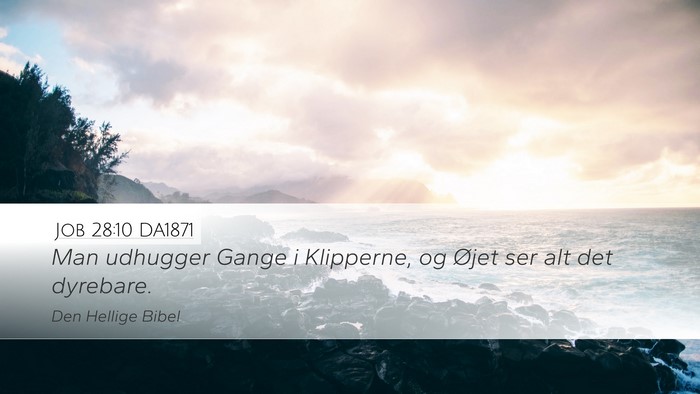 Job 28:10 DA1871 Desktop Wallpaper - Man udhugger Gange i Klipperne, og Øjet ser alt - Desktop Bible Verse Wallpaper