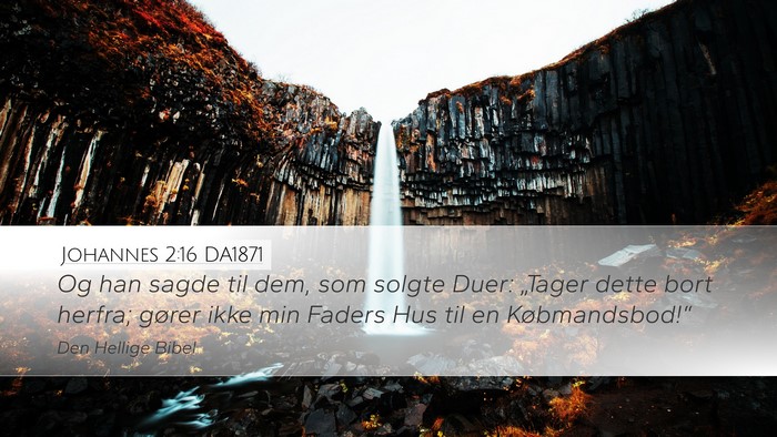 Johannes 2:16 DA1871 Desktop Wallpaper - Og han sagde til dem, som solgte Duer: „Tager - Desktop Bible Verse Wallpaper