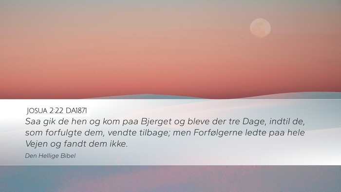Josua 2:22 DA1871 Desktop Wallpaper - Saa gik de hen og kom paa Bjerget og bleve der - Desktop Bible Verse Wallpaper