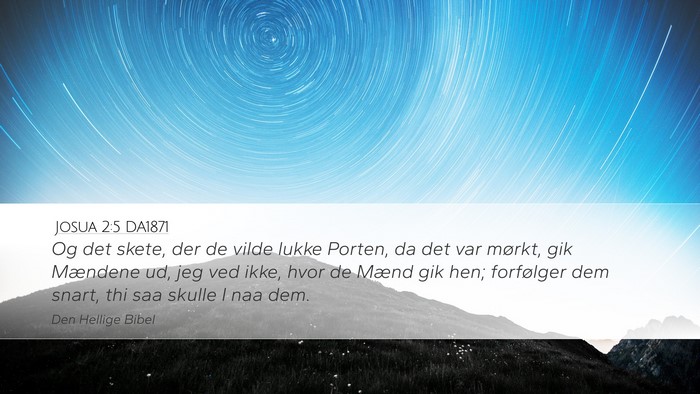 Josua 2:5 DA1871 Desktop Wallpaper - Og det skete, der de vilde lukke Porten, da det - Desktop Bible Verse Wallpaper
