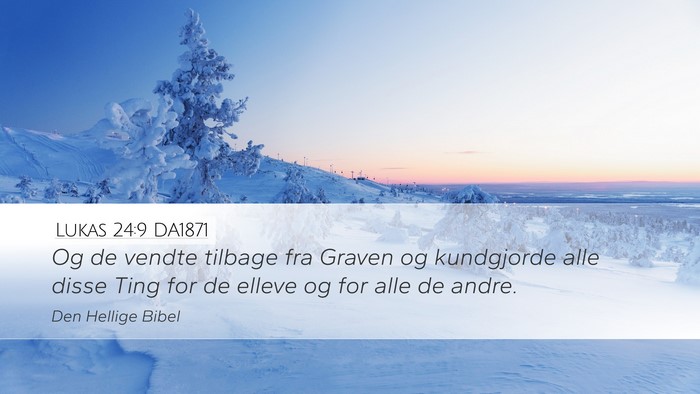 Lukas 24:9 DA1871 Desktop Wallpaper - Og de vendte tilbage fra Graven og kundgjorde - Desktop Bible Verse Wallpaper