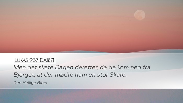 Lukas 9:37 DA1871 Desktop Wallpaper - Men det skete Dagen derefter, da de kom ned fra - Desktop Bible Verse Wallpaper