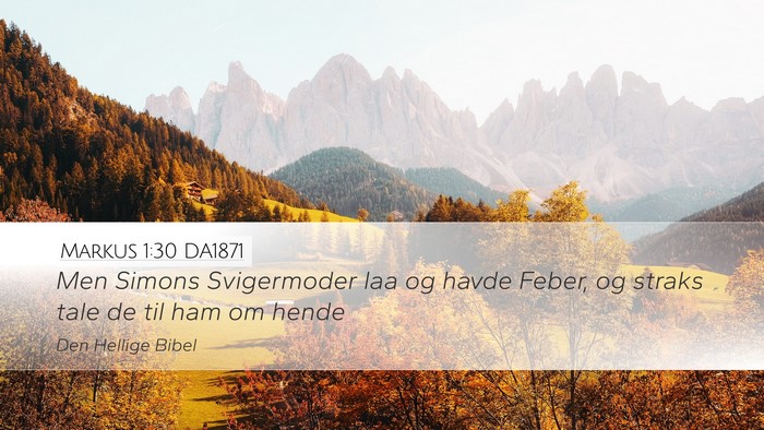 Markus 1:30 DA1871 Desktop Wallpaper - Men Simons Svigermoder laa og havde Feber, og - Desktop Bible Verse Wallpaper