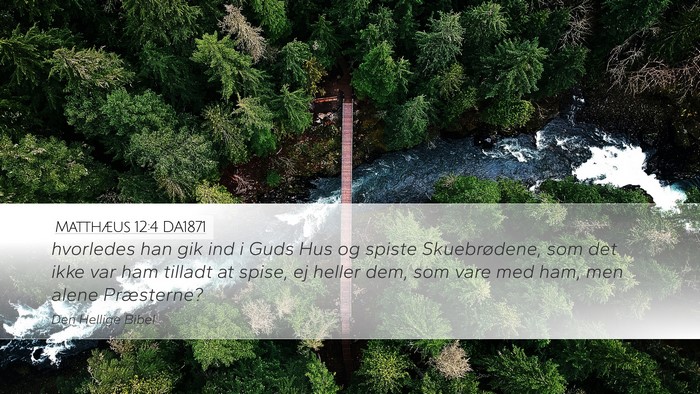 Matthæus 12:4 DA1871 Desktop Wallpaper - hvorledes han gik ind i Guds Hus og spiste - Desktop Bible Verse Wallpaper