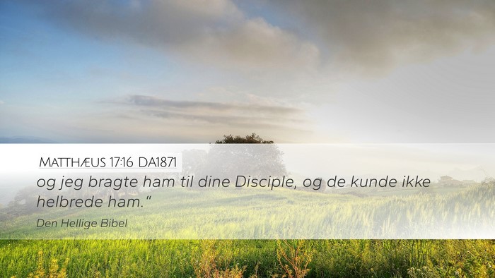 Matthæus 17:16 DA1871 Desktop Wallpaper - og jeg bragte ham til dine Disciple, og de kunde - Desktop Bible Verse Wallpaper