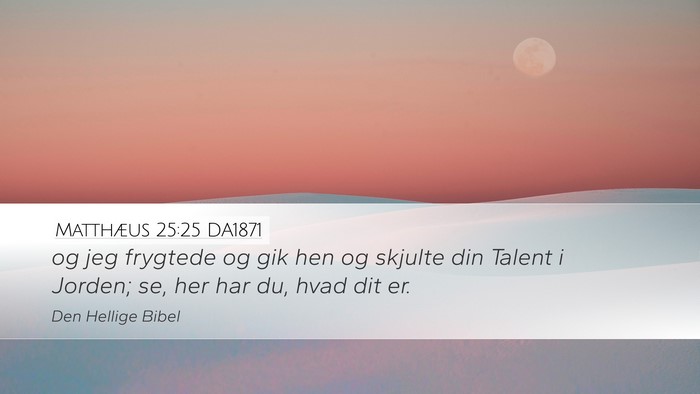 Matthæus 25:25 DA1871 Desktop Wallpaper - og jeg frygtede og gik hen og skjulte din Talent - Desktop Bible Verse Wallpaper