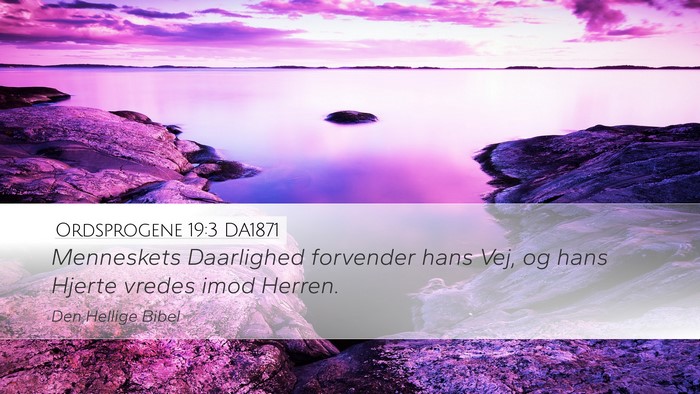 Ordsprogene 19:3 DA1871 Desktop Wallpaper - Menneskets Daarlighed forvender hans Vej, og hans - Desktop Bible Verse Wallpaper