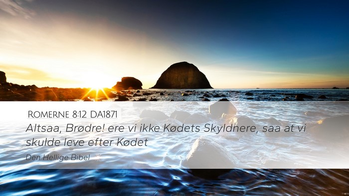 Romerne 8:12 DA1871 Bible Verse Image