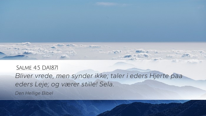 Salme 4:5 DA1871 Desktop Wallpaper - Bliver vrede, men synder ikke; taler i eders - Desktop Bible Verse Wallpaper