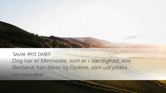 Salme 49:13 DA1871 Desktop Wallpaper - Dog har et Menneske, som er i Værdighed, ikke - Desktop Bible Verse Wallpaper