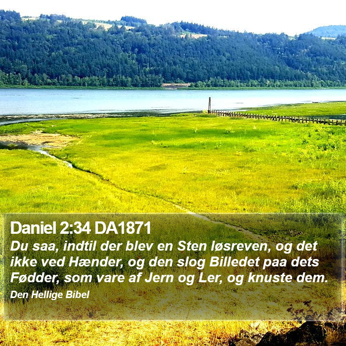 Daniel 2:34 DA1871 - Du saa, indtil der blev en Sten løsreven, og det